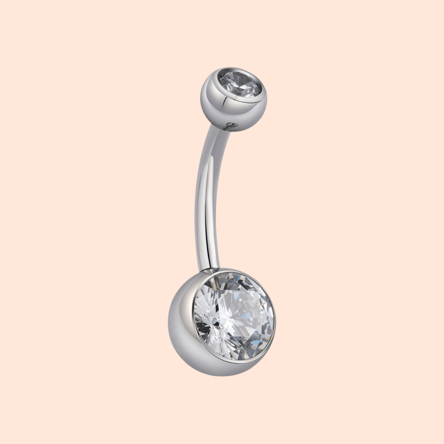 Titanium Bezel - Set Belly Ring with Clear CZ - Manoune JEWELRY Belly_Jewelry Earrings - Navel_Ring - Necklace - Stud - Manoune_Jewelry - Belly_Ring - Navel_Jewelry Titanium Gold_Plated