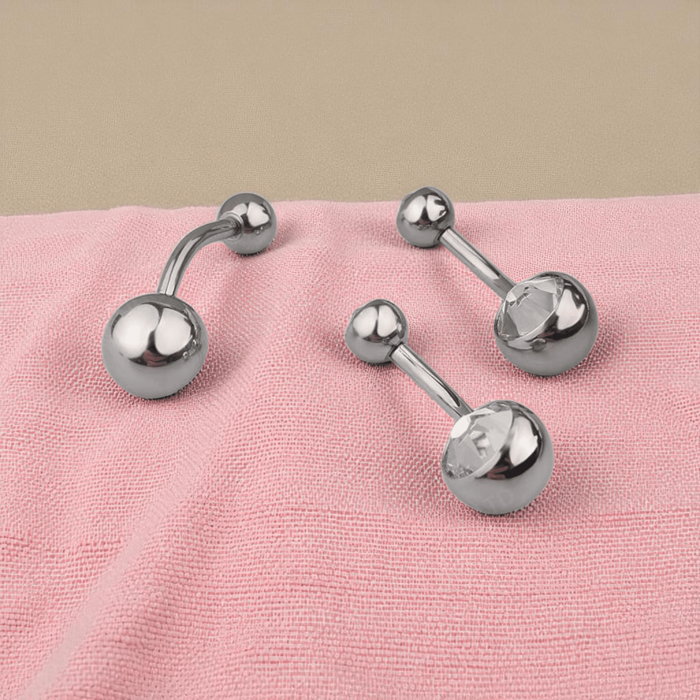 Titanium Bezel - Set Belly Ring with Clear CZ - Manoune JEWELRY Belly_Jewelry Earrings - Navel_Ring - Necklace - Stud - Manoune_Jewelry - Belly_Ring - Navel_Jewelry Titanium Gold_Plated