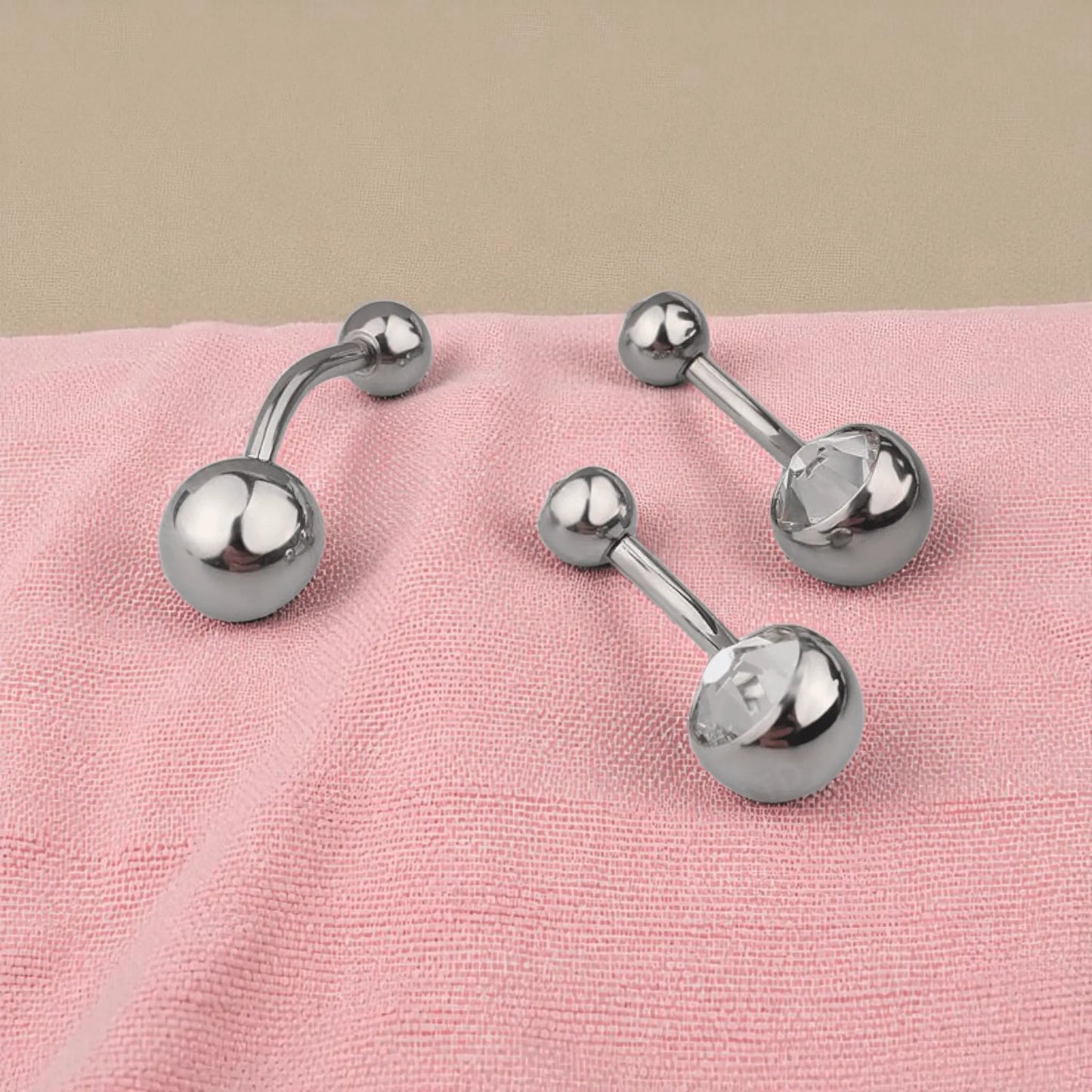 Titanium Bezel - Set Belly Ring with Clear CZ - Manoune JEWELRY Belly_Jewelry Earrings - Navel_Ring - Necklace - Stud - Manoune_Jewelry - Belly_Ring - Navel_Jewelry Titanium Gold_Plated