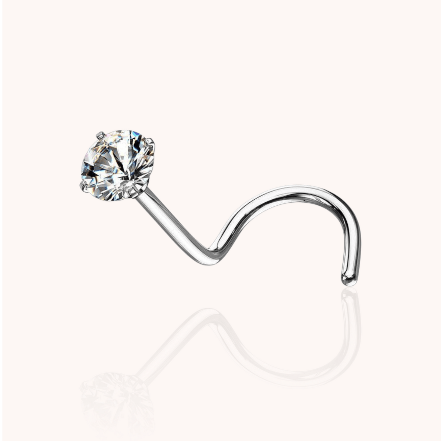 Titanium Corkscrew Nose Nostril CZ - Manoune JEWELRY Belly_Jewelry Earrings - Navel_Ring - Necklace - Stud - Manoune_Jewelry - Belly_Ring - Navel_Jewelry Titanium Gold_Plated