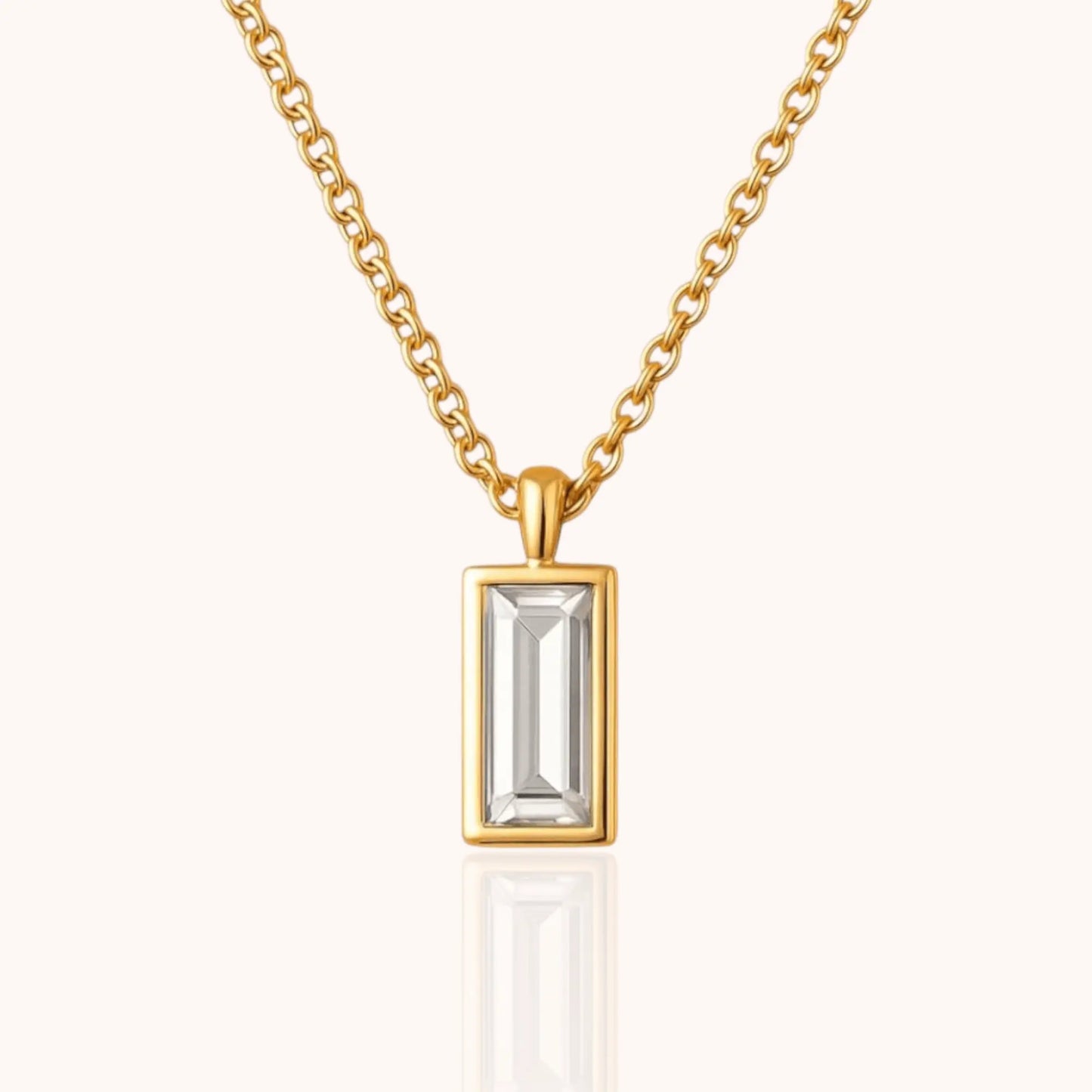 18kt Gold Plated Dainty Square CZ Necklace - Manoune JEWELRY Belly_Jewelry Earrings - Navel_Ring - Necklace - Stud - Manoune_Jewelry - Belly_Ring - Navel_Jewelry Titanium Gold_Plated