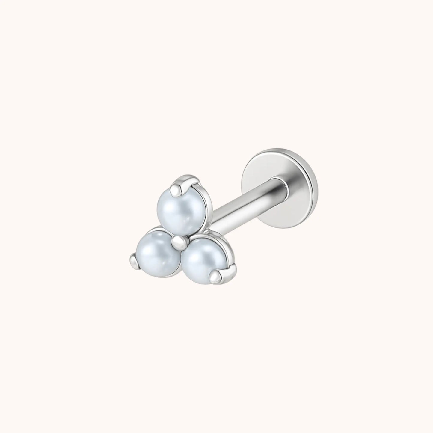 Titanium Trinity Pearl Stud - Manoune JEWELRY Belly_Jewelry Earrings - Navel_Ring - Necklace - Stud - Manoune_Jewelry - Belly_Ring - Navel_Jewelry Titanium Gold_Plated
