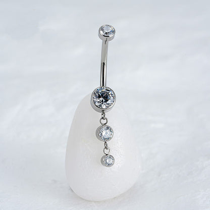 Titanium Dangle CZ Gems Belly Ring Drop Pendant CZ - MANOUNE Belly_Jewelry Earrings - Navel_Ring - Necklace - Stud - Manoune_Jewelry - Belly_Ring - Navel_Jewelry Titanium Gold_Plated