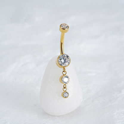 Titanium Dangle CZ Gems Belly Ring Drop Pendant CZ - MANOUNE Belly_Jewelry Earrings - Navel_Ring - Necklace - Stud - Manoune_Jewelry - Belly_Ring - Navel_Jewelry Titanium Gold_Plated
