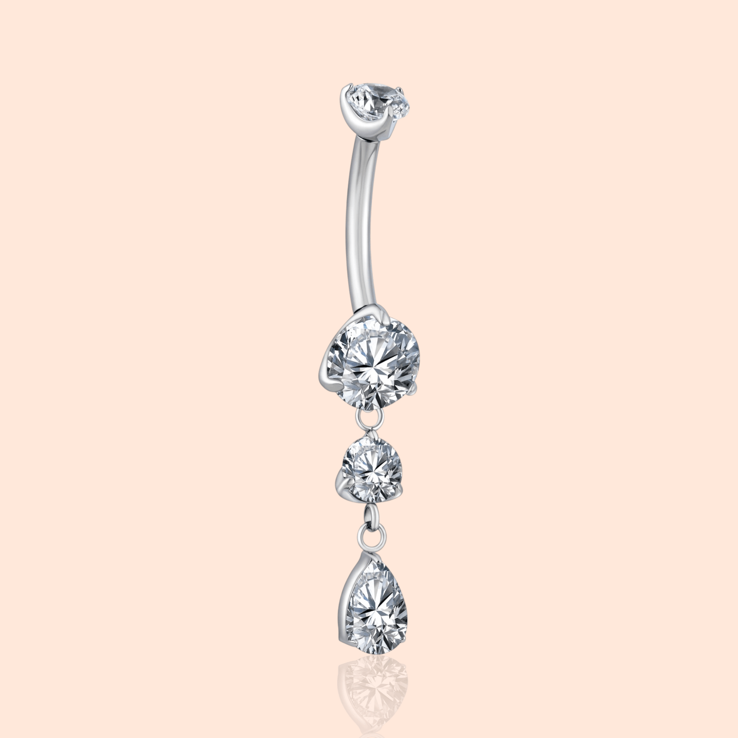 Titanium Teardrop CZ Dangle Belly Ring Dangling CZ Statement - Manoune JEWELRY Belly_Jewelry Earrings - Navel_Ring - Necklace - Stud - Manoune_Jewelry - Belly_Ring - Navel_Jewelry Titanium Gold_Plated