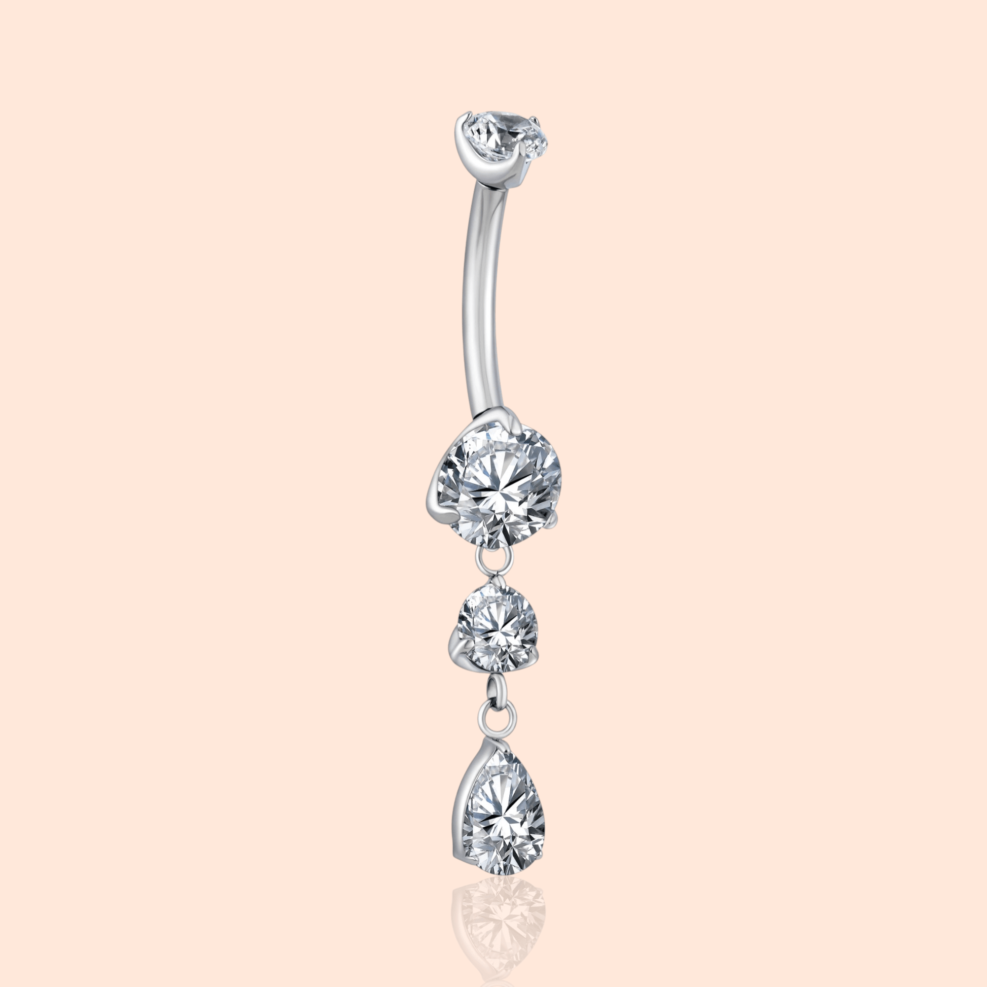 Titanium Teardrop CZ Dangle Belly Ring Dangling CZ Statement - Manoune JEWELRY Belly_Jewelry Earrings - Navel_Ring - Necklace - Stud - Manoune_Jewelry - Belly_Ring - Navel_Jewelry Titanium Gold_Plated