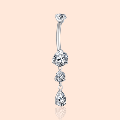 Titanium Teardrop CZ Dangle Belly Ring Dangling CZ Statement - Manoune JEWELRY Belly_Jewelry Earrings - Navel_Ring - Necklace - Stud - Manoune_Jewelry - Belly_Ring - Navel_Jewelry Titanium Gold_Plated