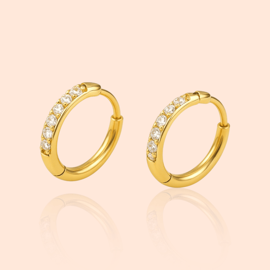 Titanium Cubic Zirconia Huggie - Manoune JEWELRY Belly_Jewelry Earrings - Navel_Ring - Necklace - Stud - Manoune_Jewelry - Belly_Ring - Navel_Jewelry Titanium Gold_Plated