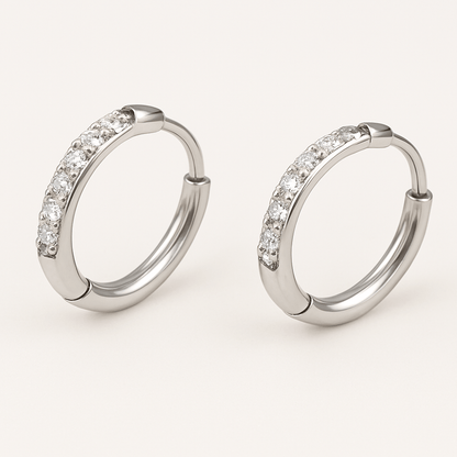 Titanium Cubic Zirconia Huggie - Manoune JEWELRY Belly_Jewelry Earrings - Navel_Ring - Necklace - Stud - Manoune_Jewelry - Belly_Ring - Navel_Jewelry Titanium Gold_Plated