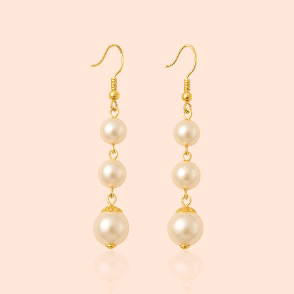 18kt Gold Plated Agate Stone Long Pearl Drop - Manoune JEWELRY Belly_Jewelry Earrings - Navel_Ring - Necklace - Stud - Manoune_Jewelry - Belly_Ring - Navel_Jewelry Titanium Gold_Plated