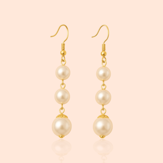 18kt Gold Plated Agate Stone Long Pearl Drop - Manoune JEWELRY Belly_Jewelry Earrings - Navel_Ring - Necklace - Stud - Manoune_Jewelry - Belly_Ring - Navel_Jewelry Titanium Gold_Plated