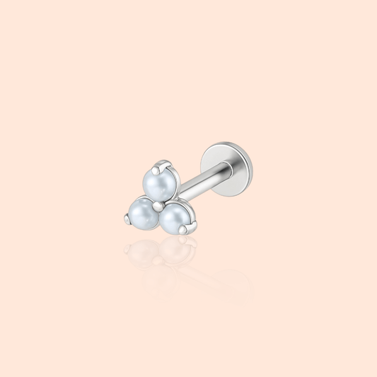 Titanium Trinity Pearl Stud - Manoune JEWELRY Belly_Jewelry Earrings - Navel_Ring - Necklace - Stud - Manoune_Jewelry - Belly_Ring - Navel_Jewelry Titanium Gold_Plated