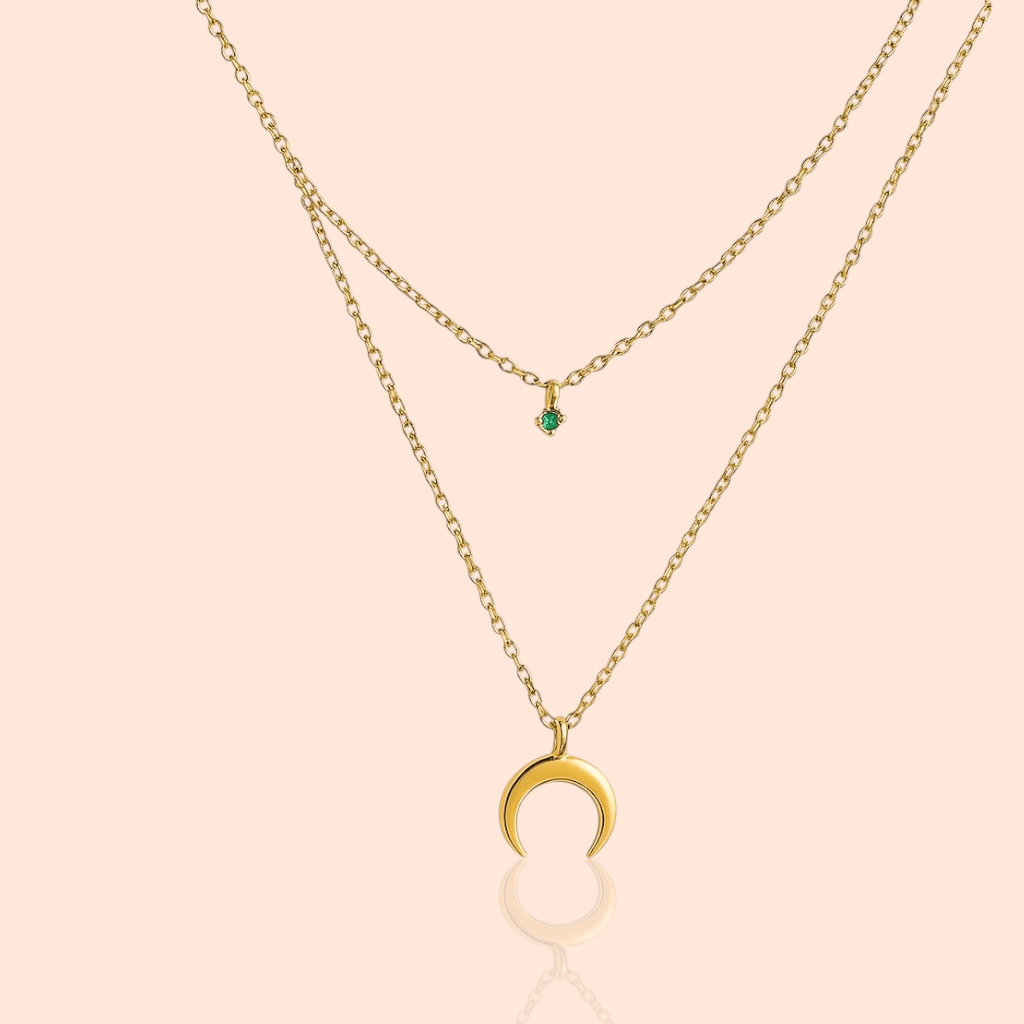 18K Gold Plated Colorful Birthstone Zircon Necklace - Manoune JEWELRY Belly_Jewelry Earrings - Navel_Ring - Necklace - Stud - Manoune_Jewelry - Belly_Ring - Navel_Jewelry Titanium Gold_Plated