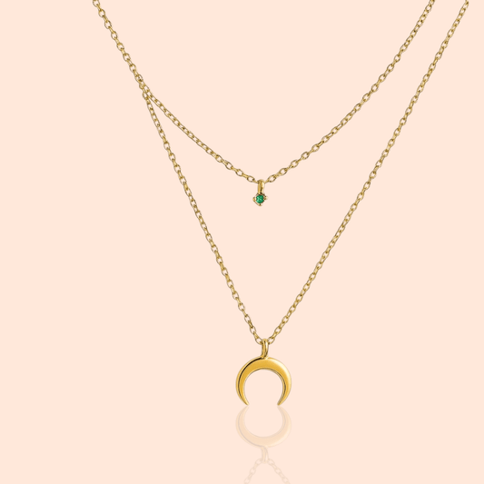 18K Gold Plated Colorful Birthstone Zircon Necklace - Manoune JEWELRY Belly_Jewelry Earrings - Navel_Ring - Necklace - Stud - Manoune_Jewelry - Belly_Ring - Navel_Jewelry Titanium Gold_Plated