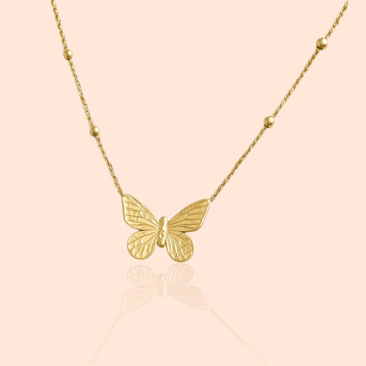 18kt Gold Plated Butterfly Pendant Necklace - Manoune JEWELRY Belly_Jewelry Earrings - Navel_Ring - Necklace - Stud - Manoune_Jewelry - Belly_Ring - Navel_Jewelry Titanium Gold_Plated