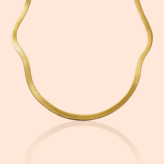 18kt Gold Plated Herringbone Blade Snake Chain Necklace - Manoune JEWELRY Belly_Jewelry Earrings - Navel_Ring - Necklace - Stud - Manoune_Jewelry - Belly_Ring - Navel_Jewelry Titanium Gold_Plated