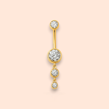Titanium Dangle CZ Gems Belly Ring Drop Pendant CZ - Manoune JEWELRY Belly_Jewelry Earrings - Navel_Ring - Necklace - Stud - Manoune_Jewelry - Belly_Ring - Navel_Jewelry Titanium Gold_Plated