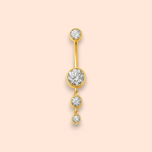 Titanium Dangle CZ Gems Belly Ring Drop Pendant CZ - Manoune JEWELRY Belly_Jewelry Earrings - Navel_Ring - Necklace - Stud - Manoune_Jewelry - Belly_Ring - Navel_Jewelry Titanium Gold_Plated