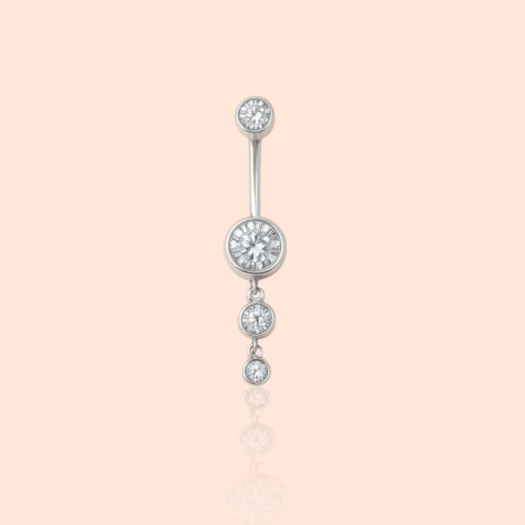 Titanium Dangle CZ Gems Belly Ring Drop Pendant CZ - Manoune JEWELRY Belly_Jewelry Earrings - Navel_Ring - Necklace - Stud - Manoune_Jewelry - Belly_Ring - Navel_Jewelry Titanium Gold_Plated