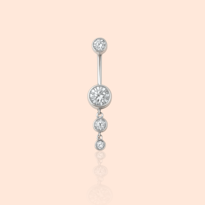 Titanium Dangle CZ Gems Belly Ring Drop Pendant CZ - Manoune JEWELRY Belly_Jewelry Earrings - Navel_Ring - Necklace - Stud - Manoune_Jewelry - Belly_Ring - Navel_Jewelry Titanium Gold_Plated