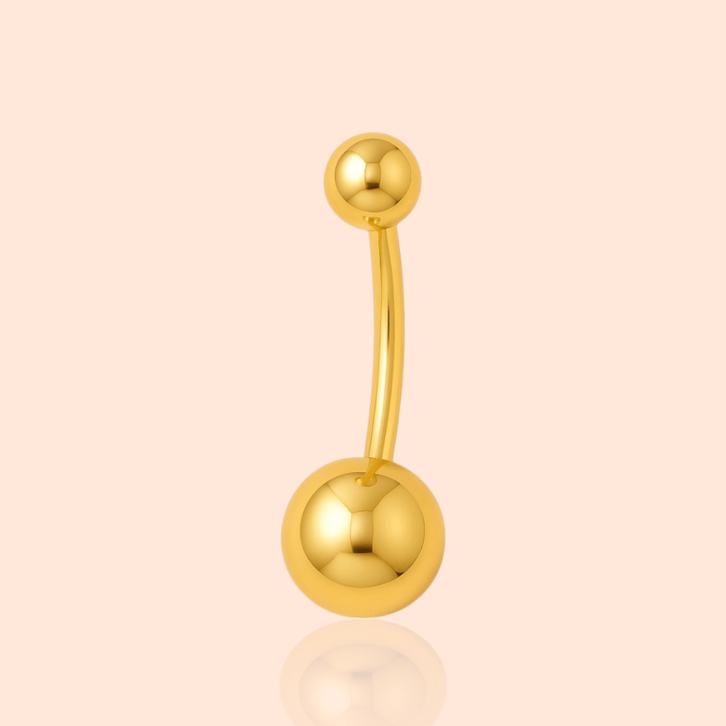 Titanium Simple Ball Belly Ring Classic - Manoune JEWELRY Belly_Jewelry Earrings - Navel_Ring - Necklace - Stud - Manoune_Jewelry - Belly_Ring - Navel_Jewelry Titanium Gold_Plated