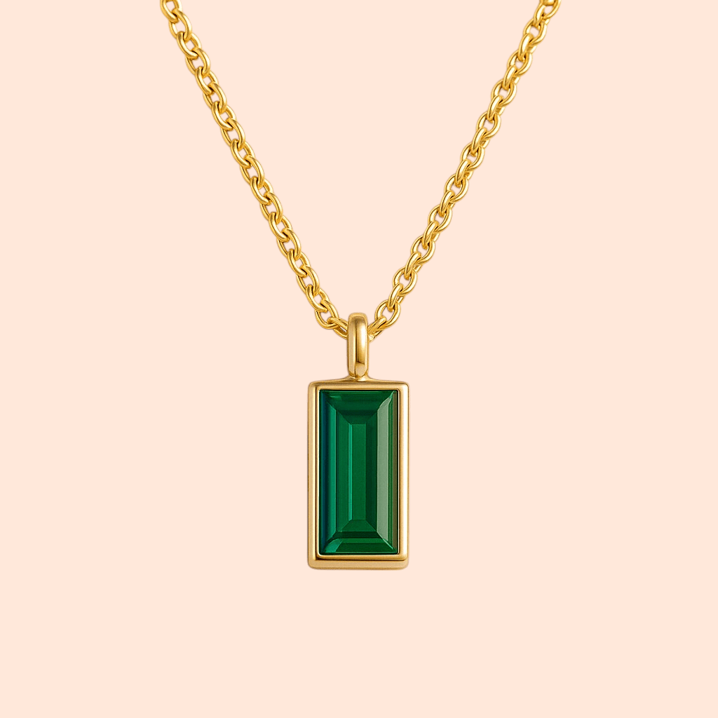 18kt Gold Plated Dainty Square CZ Necklace - Manoune JEWELRY Belly_Jewelry Earrings - Navel_Ring - Necklace - Stud - Manoune_Jewelry - Belly_Ring - Navel_Jewelry Titanium Gold_Plated