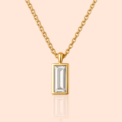 18kt Gold Plated Dainty Square CZ Necklace - Manoune JEWELRY Belly_Jewelry Earrings - Navel_Ring - Necklace - Stud - Manoune_Jewelry - Belly_Ring - Navel_Jewelry Titanium Gold_Plated