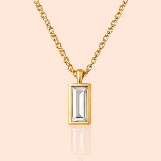 18kt Gold Plated Dainty Square CZ Necklace - Manoune JEWELRY Belly_Jewelry Earrings - Navel_Ring - Necklace - Stud - Manoune_Jewelry - Belly_Ring - Navel_Jewelry Titanium Gold_Plated