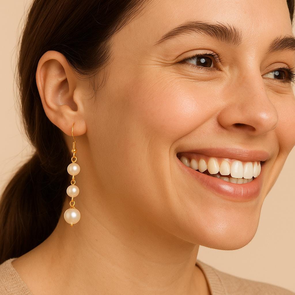 18k Gold Plated Agate Stone Long Pearl Drop Dangle Earrings - Elegant Handmade Jewelry - Manoune JEWELRY Belly_Jewelry Earrings - Navel_Ring - Necklace - Stud - Manoune_Jewelry - Belly_Ring - Navel_Jewelry Titanium Gold_Plated
