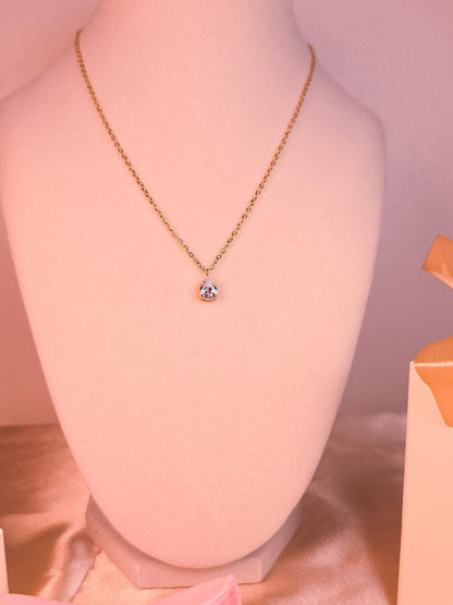 18k Gold Plated White Zircon Teardrop Water Drop Pendant Necklace Hypoallergenic Waterproof Jewelry Gift - Manoune JEWELRY Belly_Jewelry Earrings - Navel_Ring - Necklace - Stud - Manoune_Jewelry - Belly_Ring - Navel_Jewelry Titanium Gold_Plated