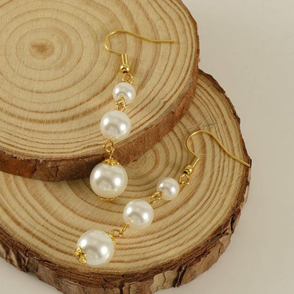 18k Gold Plated Agate Stone Long Pearl Drop Dangle Earrings - Elegant Handmade Jewelry - Manoune JEWELRY Belly_Jewelry Earrings - Navel_Ring - Necklace - Stud - Manoune_Jewelry - Belly_Ring - Navel_Jewelry Titanium Gold_Plated