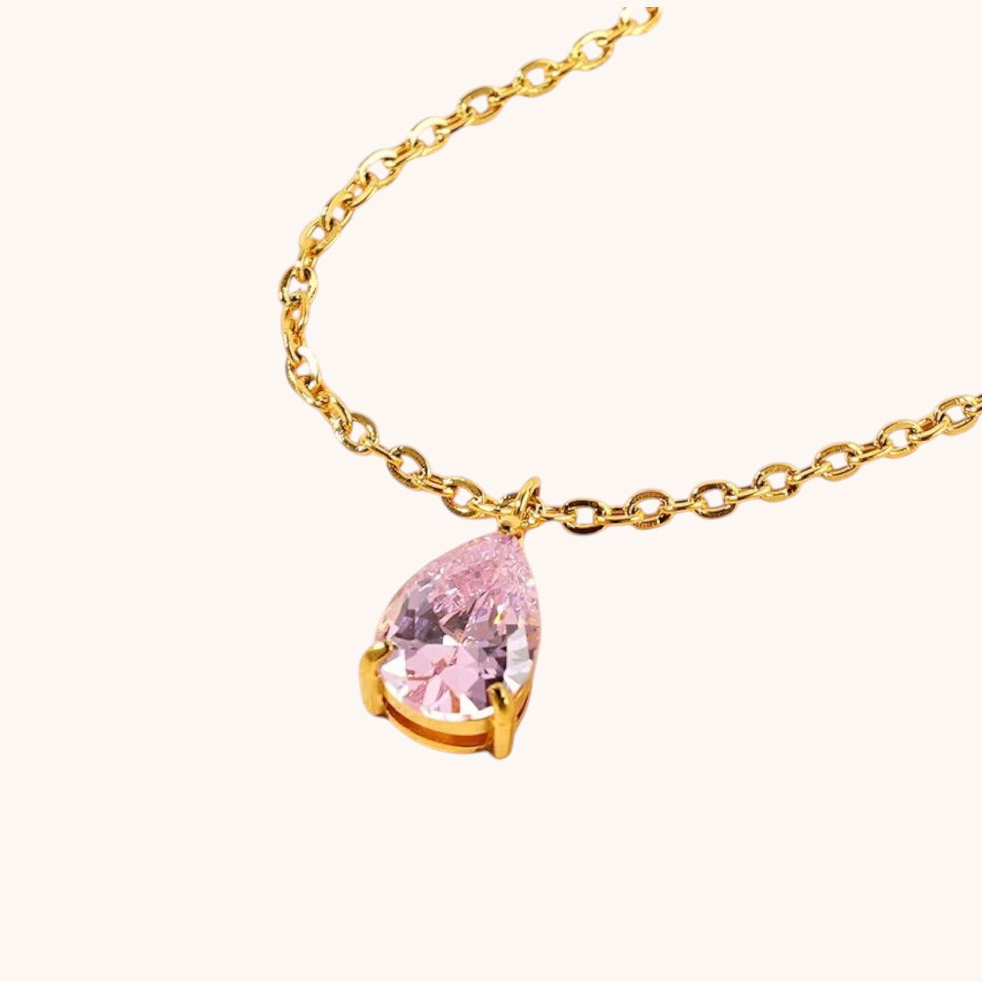 18k Gold Plated White Zircon Teardrop Water Drop Pendant Necklace Hypoallergenic Waterproof Jewelry Gift - Manoune JEWELRY Belly_Jewelry Earrings - Navel_Ring - Necklace - Stud - Manoune_Jewelry - Belly_Ring - Navel_Jewelry Titanium Gold_Plated