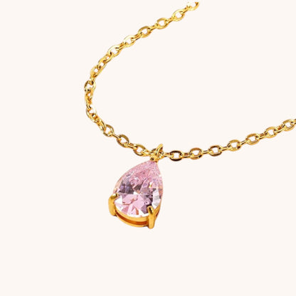 18k Gold Plated White Zircon Teardrop Water Drop Pendant Necklace Hypoallergenic Waterproof Jewelry Gift - Manoune JEWELRY Belly_Jewelry Earrings - Navel_Ring - Necklace - Stud - Manoune_Jewelry - Belly_Ring - Navel_Jewelry Titanium Gold_Plated