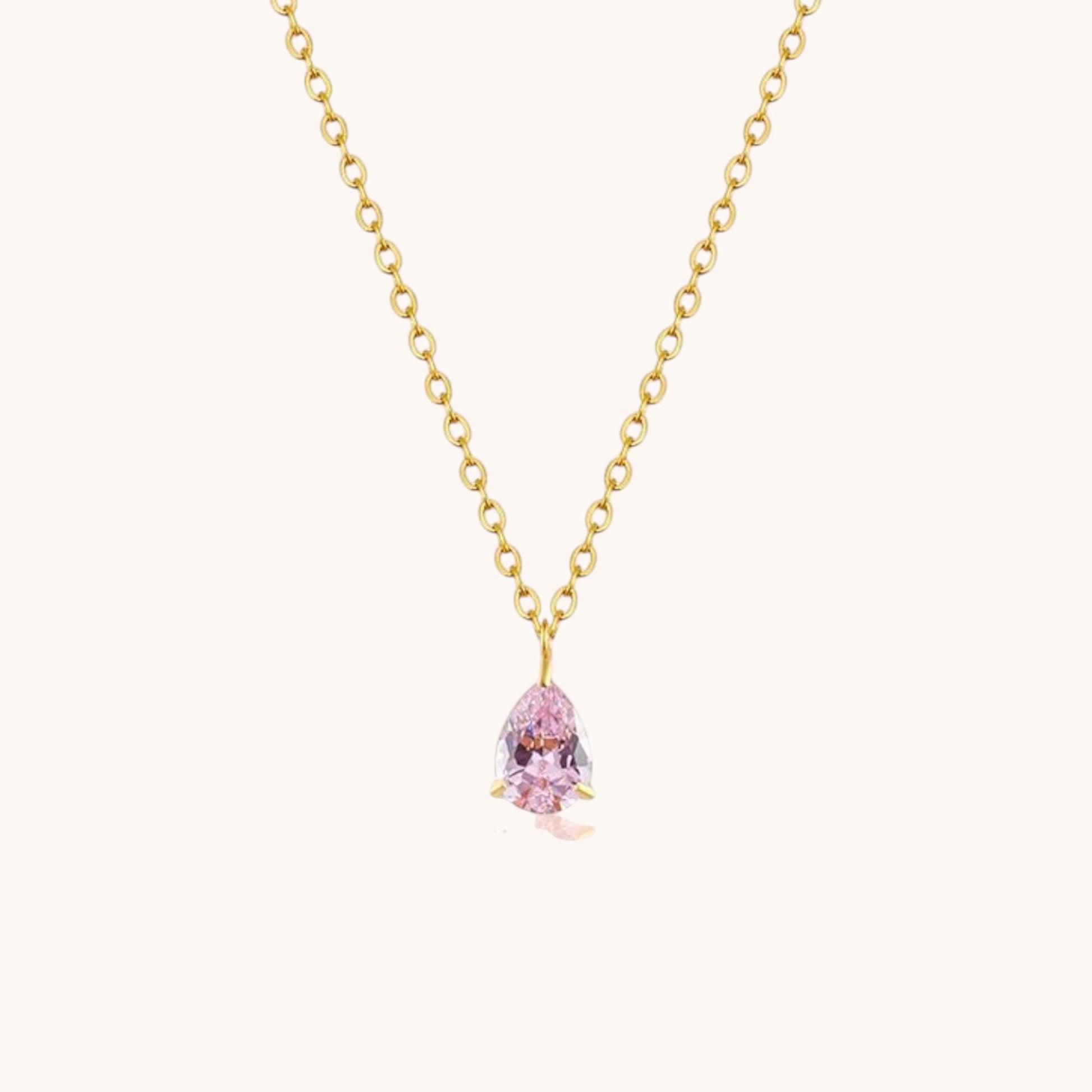 18k Gold Plated White Zircon Teardrop Water Drop Pendant Necklace Hypoallergenic Waterproof Jewelry Gift - Manoune JEWELRY Belly_Jewelry Earrings - Navel_Ring - Necklace - Stud - Manoune_Jewelry - Belly_Ring - Navel_Jewelry Titanium Gold_Plated