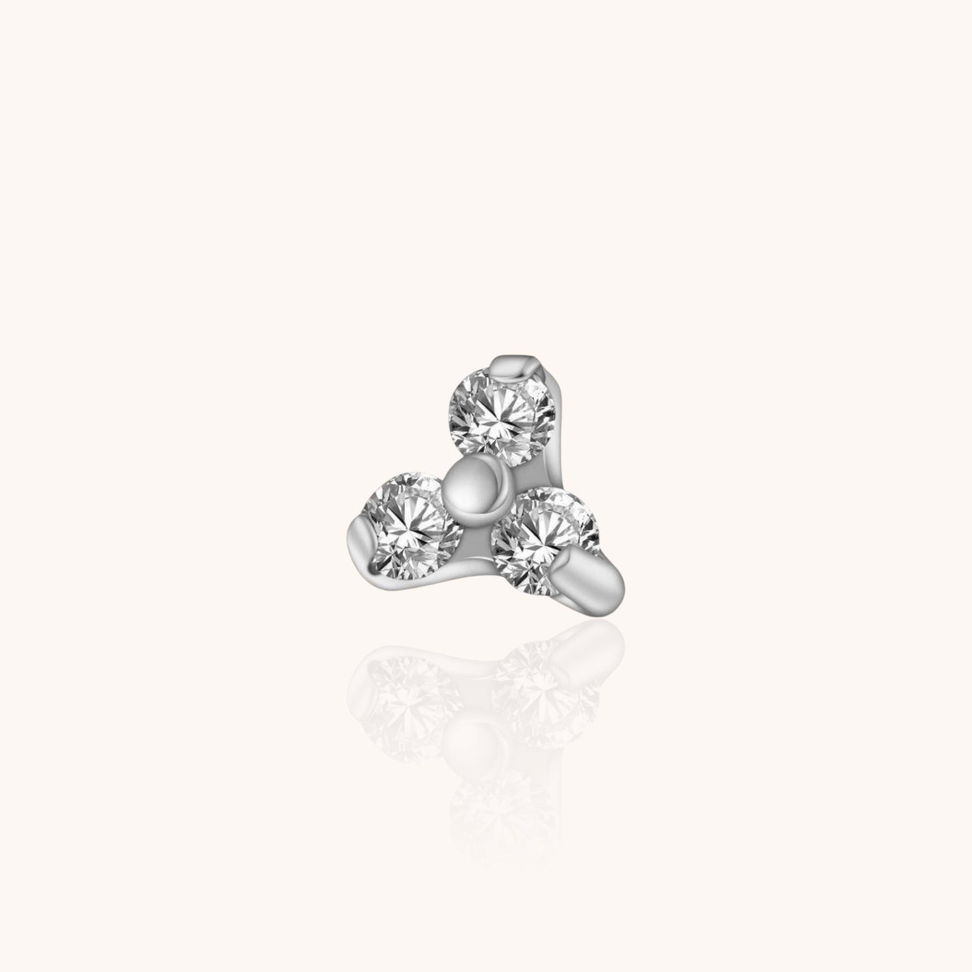 Single Trio CZ Labret Stud Titanium Gold PVD Hypoallergenic Jewelry for Lip, Helix, Tragus, Lobe Piercings | Triangle Stud Earrings - Manoune JEWELRY Belly_Jewelry Earrings - Navel_Ring - Necklace - Stud - Manoune_Jewelry - Belly_Ring - Navel_Jewelry Titanium Gold_Plated
