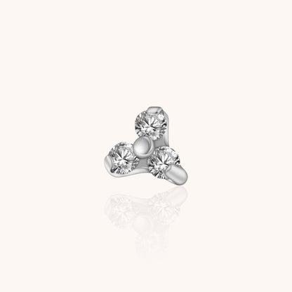 Single Trio CZ Labret Stud Titanium Gold PVD Hypoallergenic Jewelry for Lip, Helix, Tragus, Lobe Piercings | Triangle Stud Earrings - Manoune JEWELRY Belly_Jewelry Earrings - Navel_Ring - Necklace - Stud - Manoune_Jewelry - Belly_Ring - Navel_Jewelry Titanium Gold_Plated