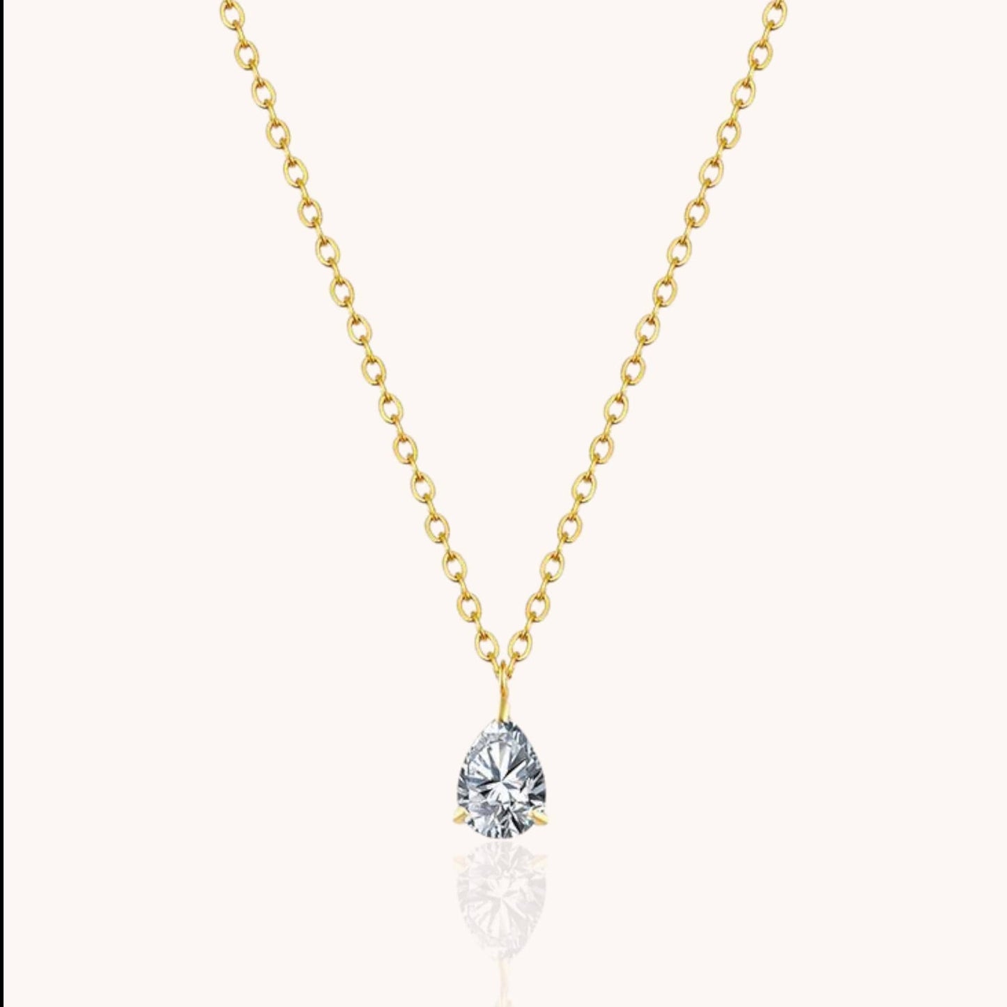 18k Gold Plated White Zircon Teardrop Water Drop Pendant Necklace Hypoallergenic Waterproof Jewelry Gift - Manoune JEWELRY Belly_Jewelry Earrings - Navel_Ring - Necklace - Stud - Manoune_Jewelry - Belly_Ring - Navel_Jewelry Titanium Gold_Plated