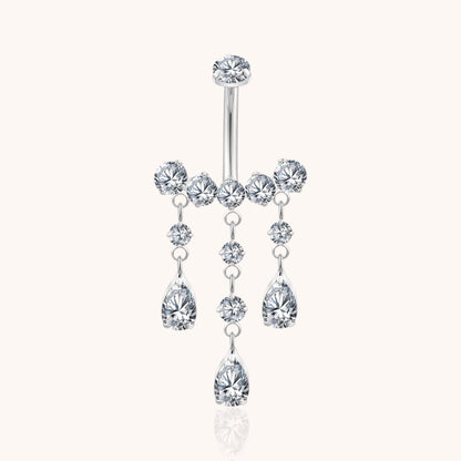Titanium Teardrop CZ Dangle Belly Button Ring 14g Pear Drop Threaded Navel Curved Barbell Piercing Jewelry - Manoune JEWELRY Belly_Jewelry Earrings - Navel_Ring - Necklace - Stud - Manoune_Jewelry - Belly_Ring - Navel_Jewelry Titanium Gold_Plated
