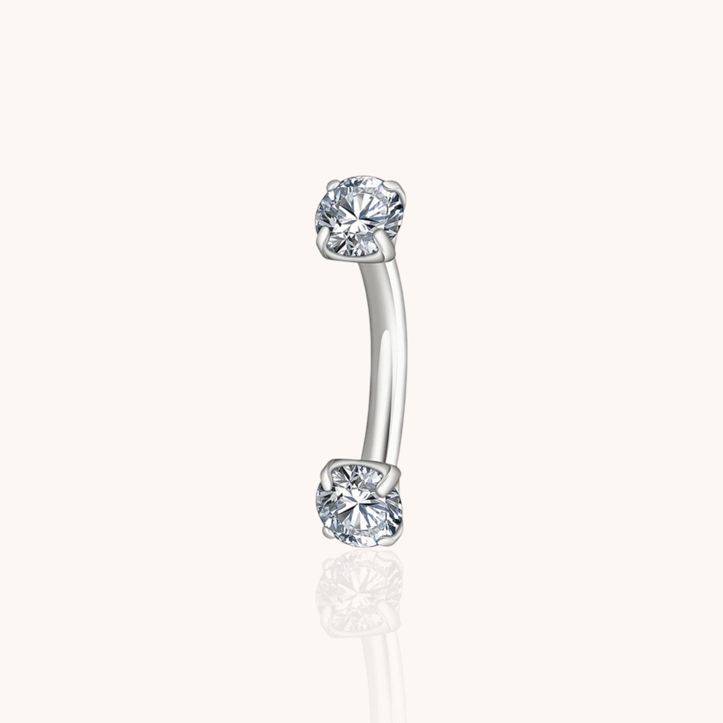 Titanium Curved Barbell with CZ for Cartilage Helix Rook Eyebrow Lip Piercing,Hypoallergenic - Manoune JEWELRY Belly_Jewelry Earrings - Navel_Ring - Necklace - Stud - Manoune_Jewelry - Belly_Ring - Navel_Jewelry Titanium Gold_Plated