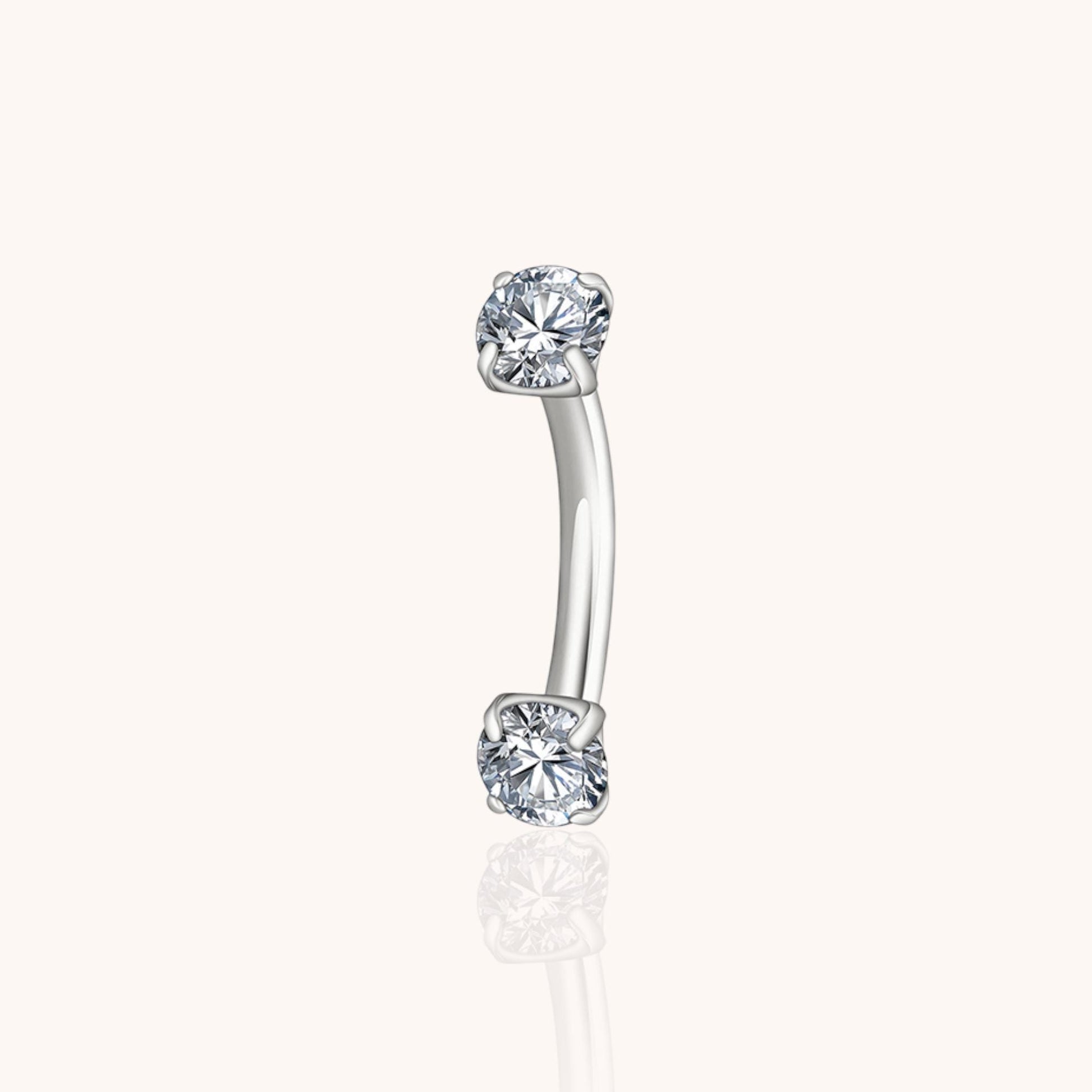 Titanium Curved Barbell with CZ for Cartilage Helix Rook Eyebrow Lip Piercing,Hypoallergenic - Manoune JEWELRY Belly_Jewelry Earrings - Navel_Ring - Necklace - Stud - Manoune_Jewelry - Belly_Ring - Navel_Jewelry Titanium Gold_Plated