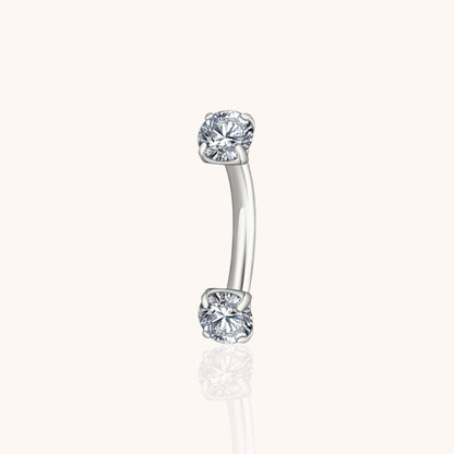 Titanium Curved Barbell with CZ for Cartilage Helix Rook Eyebrow Lip Piercing,Hypoallergenic - Manoune JEWELRY Belly_Jewelry Earrings - Navel_Ring - Necklace - Stud - Manoune_Jewelry - Belly_Ring - Navel_Jewelry Titanium Gold_Plated