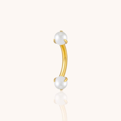 Titanium 16g White Pearl Curved Barbell Eyebrow Banana Bar Ring Rook Tragus Labret Piercing Jewelry - Manoune JEWELRY Belly_Jewelry Earrings - Navel_Ring - Necklace - Stud - Manoune_Jewelry - Belly_Ring - Navel_Jewelry Titanium Gold_Plated