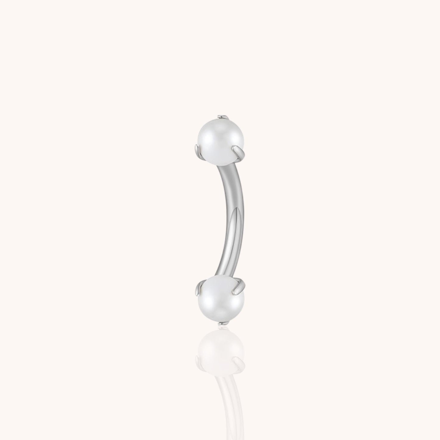 Titanium 16g White Pearl Curved Barbell Eyebrow Banana Bar Ring Rook Tragus Labret Piercing Jewelry - Manoune JEWELRY Belly_Jewelry Earrings - Navel_Ring - Necklace - Stud - Manoune_Jewelry - Belly_Ring - Navel_Jewelry Titanium Gold_Plated