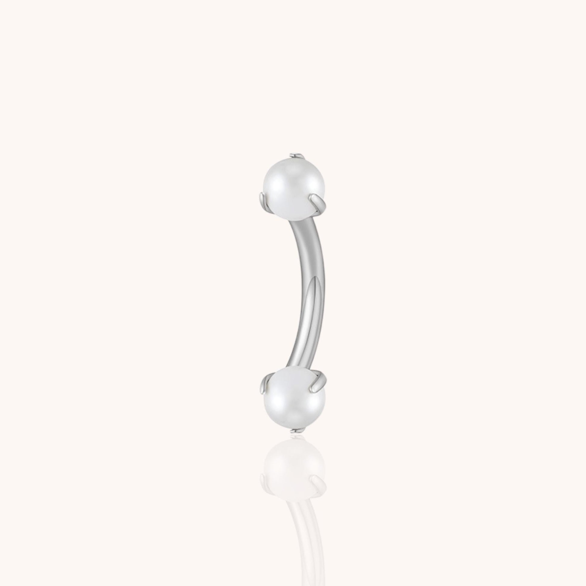 Titanium 16g White Pearl Curved Barbell Eyebrow Banana Bar Ring Rook Tragus Labret Piercing Jewelry - Manoune JEWELRY Belly_Jewelry Earrings - Navel_Ring - Necklace - Stud - Manoune_Jewelry - Belly_Ring - Navel_Jewelry Titanium Gold_Plated