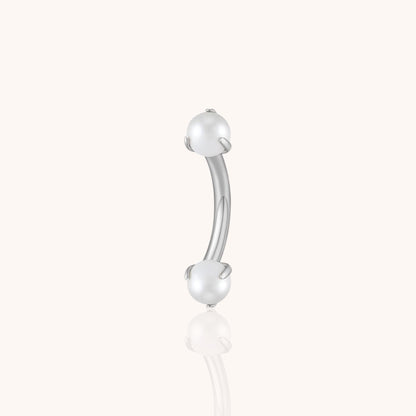 Titanium 16g White Pearl Curved Barbell Eyebrow Banana Bar Ring Rook Tragus Labret Piercing Jewelry - Manoune JEWELRY Belly_Jewelry Earrings - Navel_Ring - Necklace - Stud - Manoune_Jewelry - Belly_Ring - Navel_Jewelry Titanium Gold_Plated