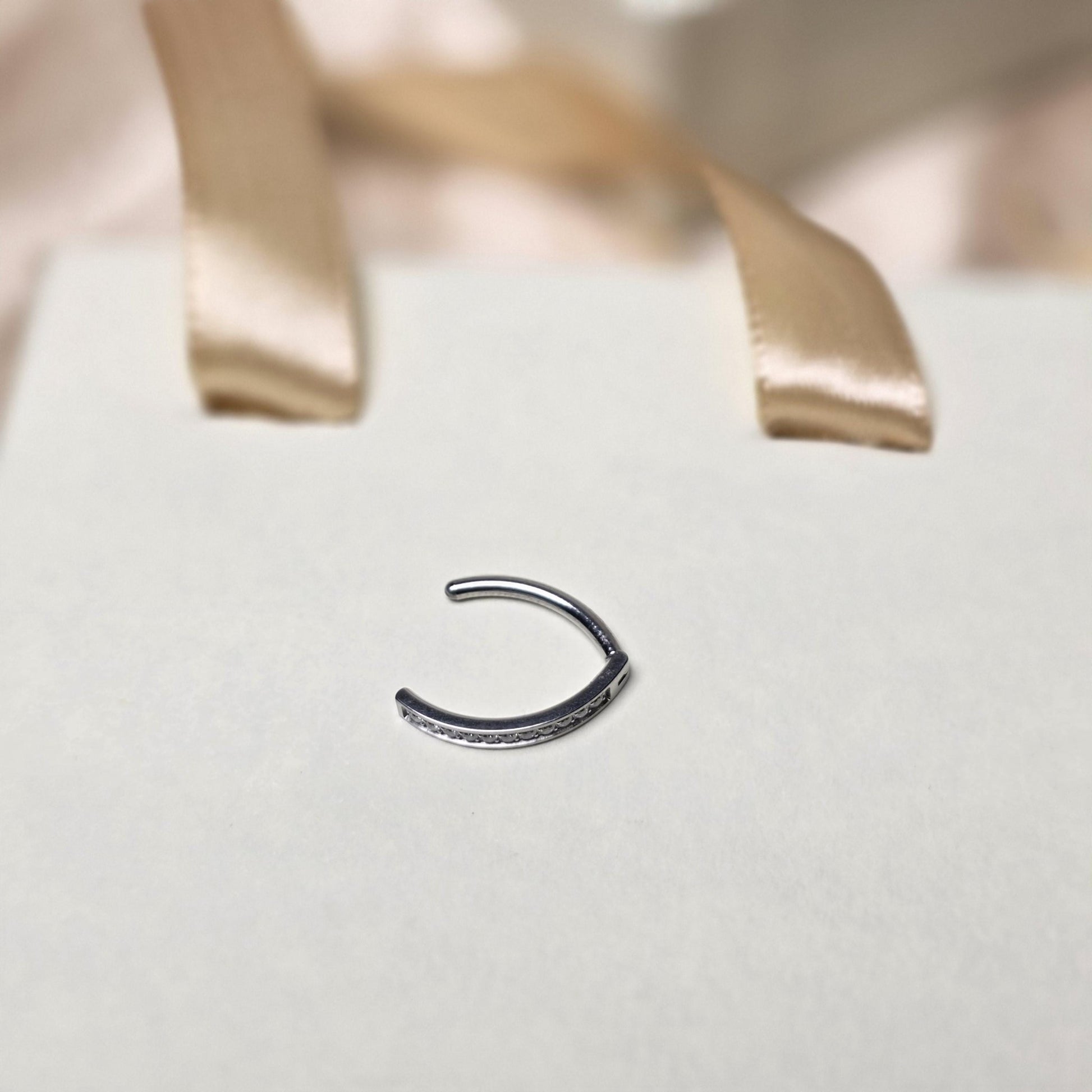 Hoop Clicker Nail Belly Button Ring Titanium with Cubic Zirconia Double Curved Navel Piercing - Manoune JEWELRY Belly_Jewelry Earrings - Navel_Ring - Necklace - Stud - Manoune_Jewelry - Belly_Ring - Navel_Jewelry Titanium Gold_Plated