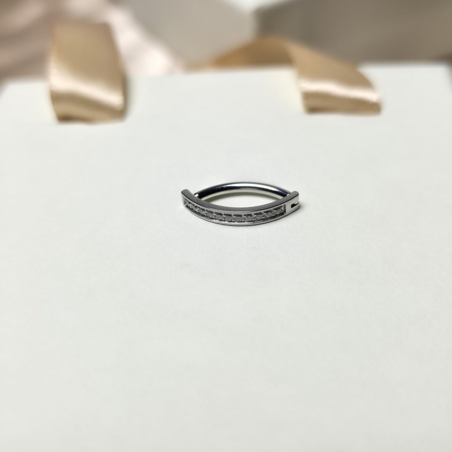 Hoop Clicker Nail Belly Button Ring Titanium with Cubic Zirconia Double Curved Navel Piercing - Manoune JEWELRY Belly_Jewelry Earrings - Navel_Ring - Necklace - Stud - Manoune_Jewelry - Belly_Ring - Navel_Jewelry Titanium Gold_Plated