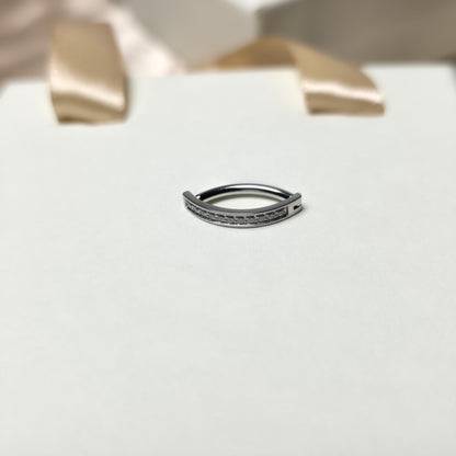 Hoop Clicker Nail Belly Button Ring Titanium with Cubic Zirconia Double Curved Navel Piercing - Manoune JEWELRY Belly_Jewelry Earrings - Navel_Ring - Necklace - Stud - Manoune_Jewelry - Belly_Ring - Navel_Jewelry Titanium Gold_Plated