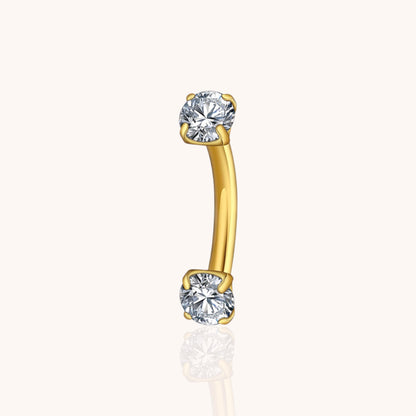 Titanium Curved Barbell with CZ for Cartilage Helix Rook Eyebrow Lip Piercing,Hypoallergenic - Manoune JEWELRY Belly_Jewelry Earrings - Navel_Ring - Necklace - Stud - Manoune_Jewelry - Belly_Ring - Navel_Jewelry Titanium Gold_Plated