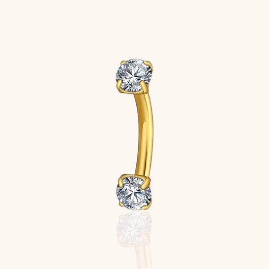 Titanium Curved Barbell with CZ for Cartilage Helix Rook Eyebrow Lip Piercing,Hypoallergenic - Manoune JEWELRY Belly_Jewelry Earrings - Navel_Ring - Necklace - Stud - Manoune_Jewelry - Belly_Ring - Navel_Jewelry Titanium Gold_Plated
